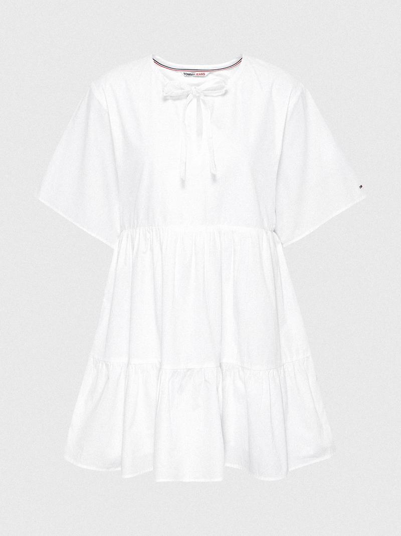 Női Tommy Hilfiger Tiered Kaftan Dresses Fehér | HU 134OKI